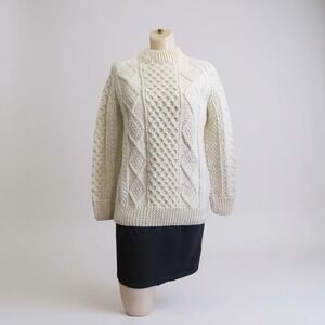 Elegant Cream Cable Knit Turtleneck Sweater